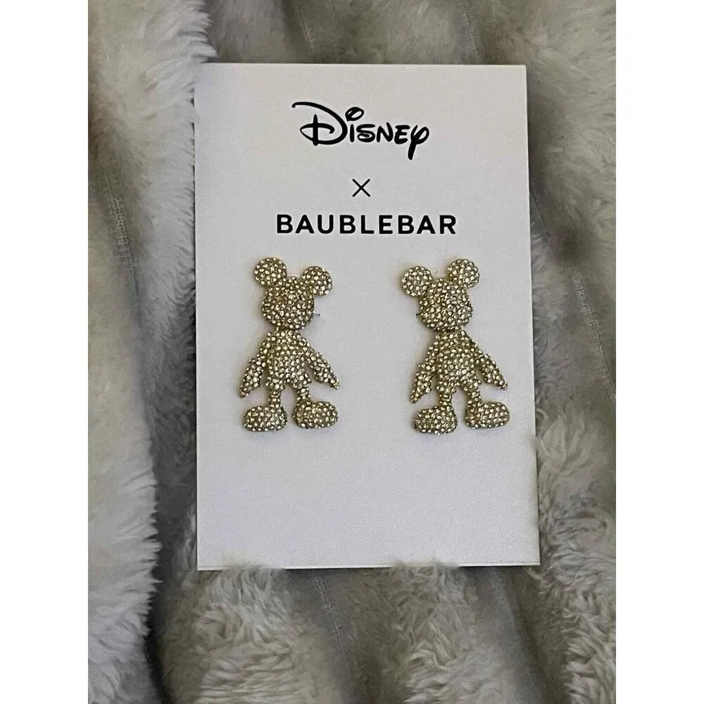 Baublebar disney 3d pave bling mickey mouse statement earrings pave